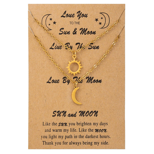 Titanium Steel Sun Moon Couple Necklace Electroplated