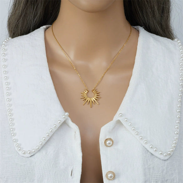 Titanium Steel Sunflower Love Drops Bell Pattern Necklace Earrings Set
