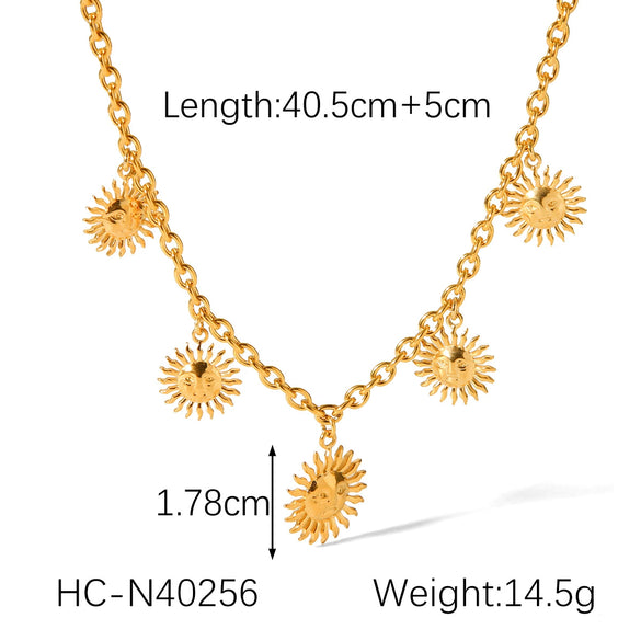 Titanium Steel Sunflower Pendant Necklace For Women With Geometric Pattern And Electroplating Ochain Jewelry