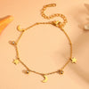 Titanium Steel Sweet Multiple Pendants Star And Moon Jewelry 18K Goldplated Waist Chain For Women