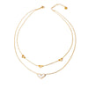 Wholesale Jewelry Sweet Heart Shape Butterfly 304 Stainless Steel Shell 18K Gold Plated Plating Inlay Double Layer Necklaces