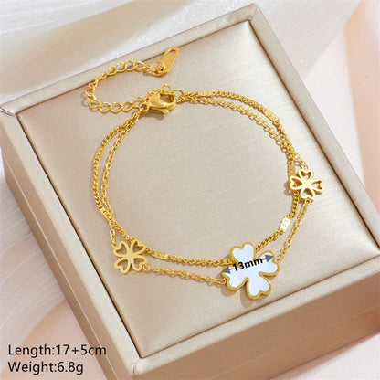 Titanium Steel 18K Gold Plated Sweet Simple Style Number Daisy Acrylic Bracelets Earrings Necklace