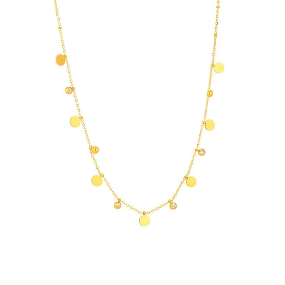 Titanium Steel Sweet Style Disc And Bead Chain Waist Chain With Diamond Pendant For Women