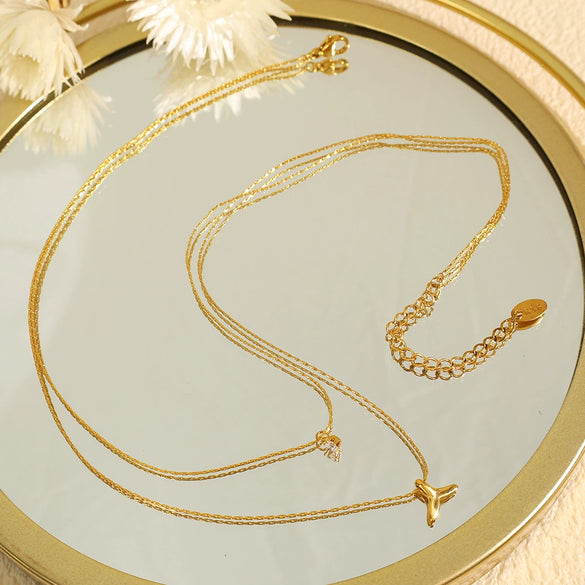 316L Stainless Steel Tassel Clavicle Chain Necklace Fishtail Design Electroplating For Women