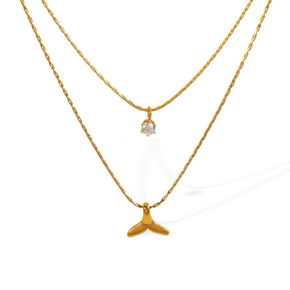 316L Stainless Steel Tassel Clavicle Chain Necklace Fishtail Design Electroplating For Women