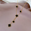 Titanium Steel Tassel Four Leaf Flower Geometric Cartoon Style Electroplated Necklace Accessories