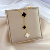 Titanium Steel Tassel Four Leaf Flower Geometric Cartoon Style Electroplated Necklace Accessories