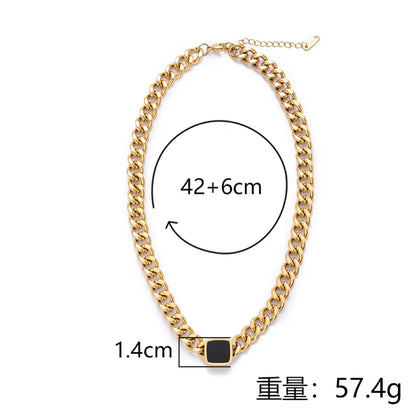 Wholesale Jewelry Simple Style Geometric 304 Stainless Steel Acrylic 18K Gold Plated Stoving Varnish Necklace