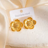 Titanium Steel Three Dimensional Flower Electroplated Diamond Women's Earrings