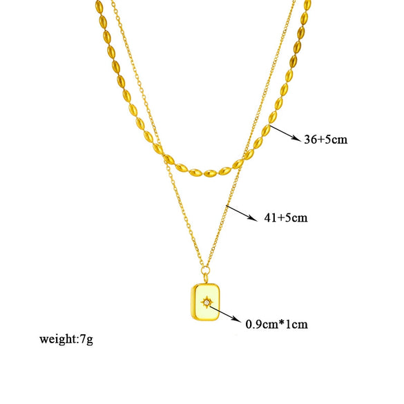Titanium Steel Threedimensional Eightstar Diamondstudded Pendant Necklace Retro And Versatile Electroplated