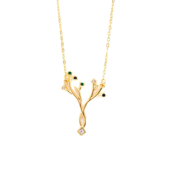 Titanium Steel Tree Of Life Colorful Zircon Electroplated Women's Necklace