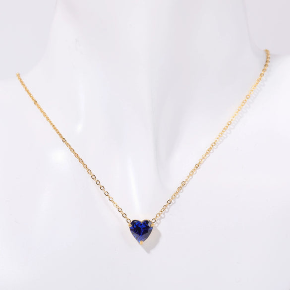 Titanium Steel Twelve Birthstone Love Pendant Necklace With Ochain Geometric Style Electroplating