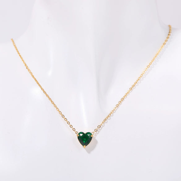 Titanium Steel Twelve Birthstone Love Pendant Necklace With Ochain Geometric Style Electroplating