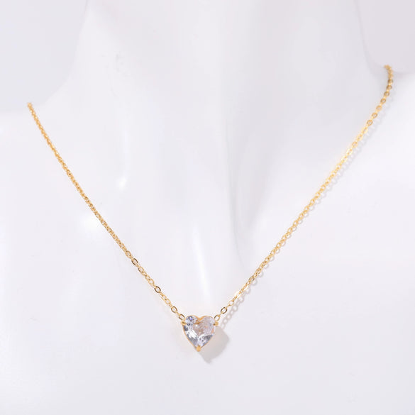 Titanium Steel Twelve Birthstone Love Pendant Necklace With Ochain Geometric Style Electroplating
