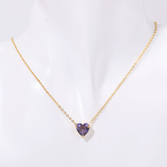 Titanium Steel Twelve Birthstone Love Pendant Necklace With Ochain Geometric Style Electroplating