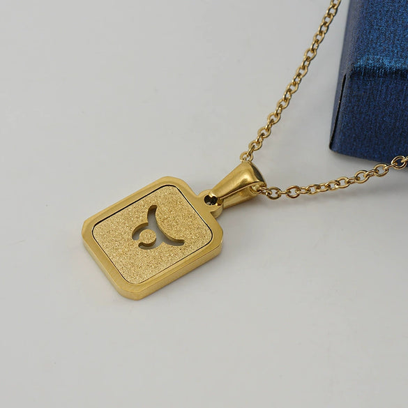 316L Stainless Steel Twelve Constellation Pendant Necklace For Women With Sand Glitter Powder And Vacuum Plating