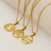 Titanium Steel Twelve Constellations Hollow Pendant Snake Bone Chain Necklace Electroplated 18K Gold Unisex