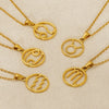 Titanium Steel Twelve Constellations Hollow Pendant Snake Bone Chain Necklace Electroplated 18K Gold Unisex