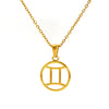 Titanium Steel Twelve Constellations Hollow Pendant Snake Bone Chain Necklace Electroplated 18K Gold Unisex