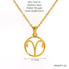 Titanium Steel Twelve Constellations Hollow Pendant Snake Bone Chain Necklace Electroplated 18K Gold Unisex