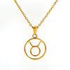 Titanium Steel Twelve Constellations Hollow Pendant Snake Bone Chain Necklace Electroplated 18K Gold Unisex