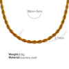 316L Stainless Steel Twist Chain Women's Retro Wave Ushape Geometric Electroplated Necklace