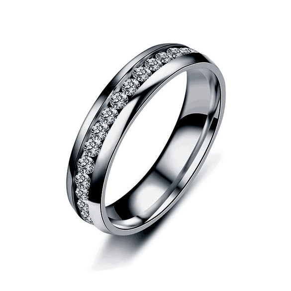 Titanium Steel U Shape Diamond Ring Minimalist Fashion Couple Ring Unisex Hand Jewelry
