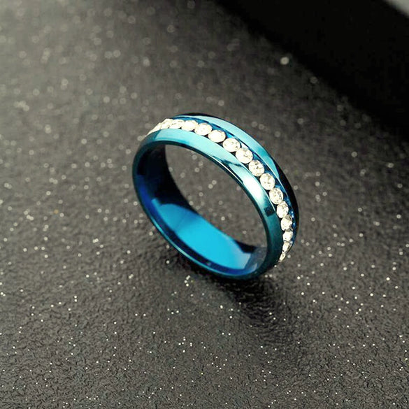 Titanium Steel U Shape Diamond Ring Minimalist Fashion Couple Ring Unisex Hand Jewelry