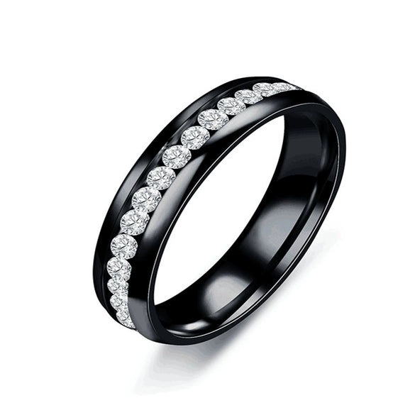 Titanium Steel U Shape Diamond Ring Minimalist Fashion Couple Ring Unisex Hand Jewelry