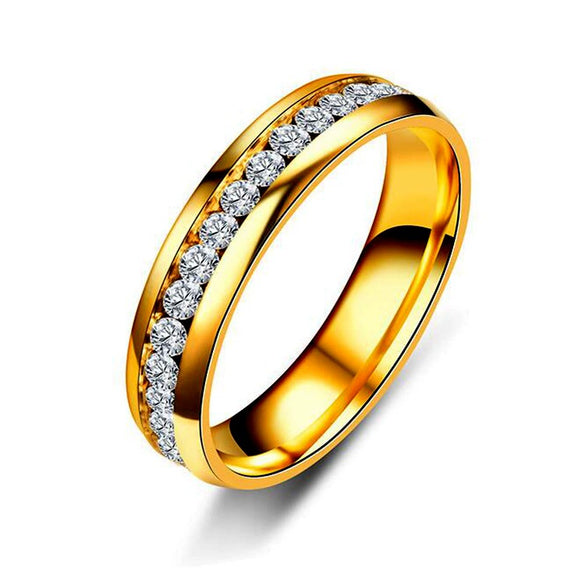 Titanium Steel U Shape Diamond Ring Minimalist Fashion Couple Ring Unisex Hand Jewelry