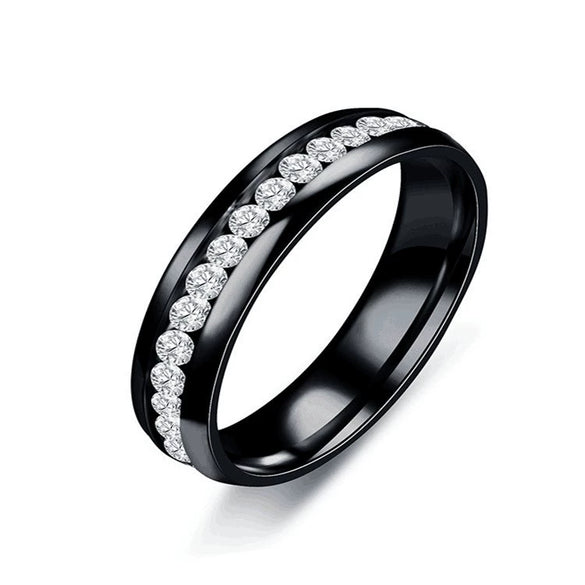 Titanium Steel U Shape Diamond Ring Minimalist Fashion Couple Ring Unisex Hand Jewelry
