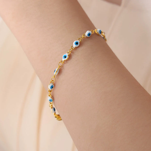 316L Stainless Steel Unisex Personality Exaggerated Eyes Dripping Oil Geometric Bracelet Necklace
