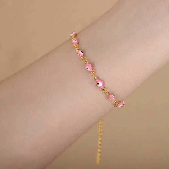 316L Stainless Steel Unisex Personality Exaggerated Eyes Dripping Oil Geometric Bracelet Necklace