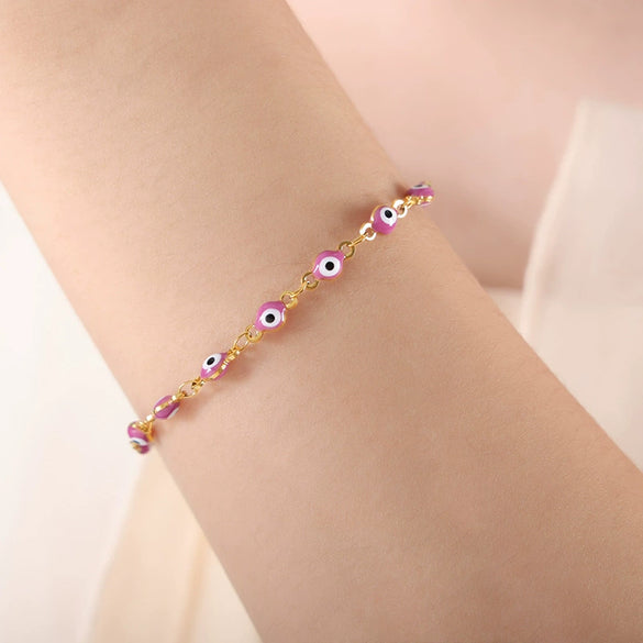 316L Stainless Steel Unisex Personality Exaggerated Eyes Dripping Oil Geometric Bracelet Necklace