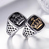 Titanium Steel Unisex Punk Crown Ring With Letters Numbers Text And Polishing Treatment