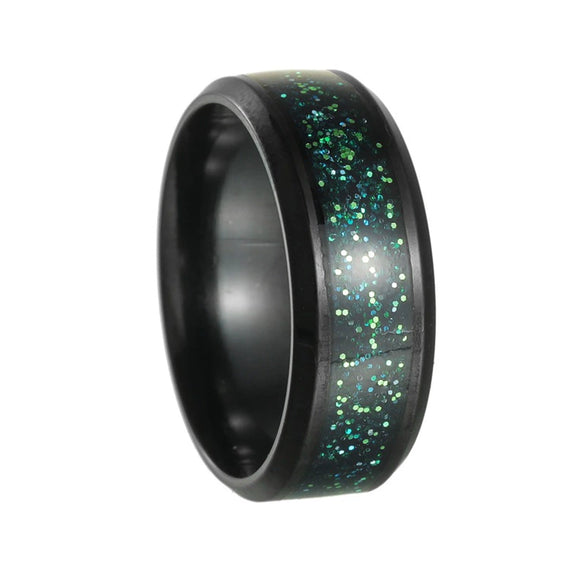 Titanium Steel Unisex Ring With Black Star Design And Electroplating Treatment