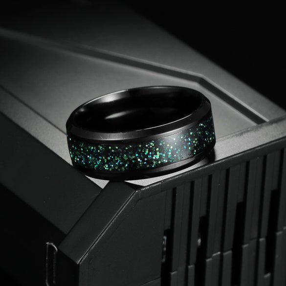Titanium Steel Unisex Ring With Black Star Design And Electroplating Treatment