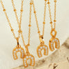 316L Stainless Steel Ushape Inlaid Zircon Electroplated Pendant Necklace For Women