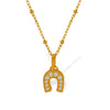 316L Stainless Steel Ushape Inlaid Zircon Electroplated Pendant Necklace For Women