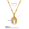 316L Stainless Steel Ushape Inlaid Zircon Electroplated Pendant Necklace For Women