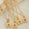 316L Stainless Steel Ushape Inlaid Zircon Electroplated Pendant Necklace For Women