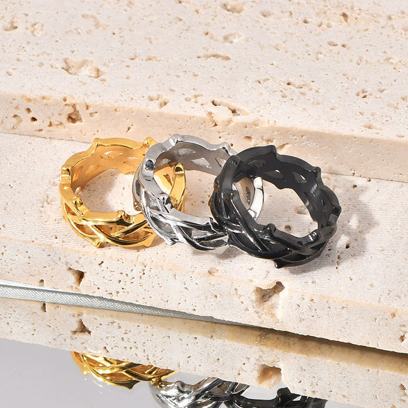 Titanium Steel Ushaped Braided Ring Electroplated Niche Stylish Trendy Unisex Hand Jewelry