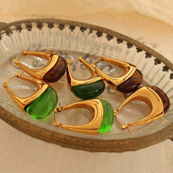 316L Stainless Steel Ushaped Electroplated Women's Retro Dropshaped Earrings