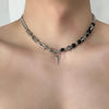 Titanium Steel Ushaped Hiphop Mang Star Cross Ice Crack Bead Stitching Polishing Necklace Unisex Trendy Niche Design Collarbone Chain Accessories