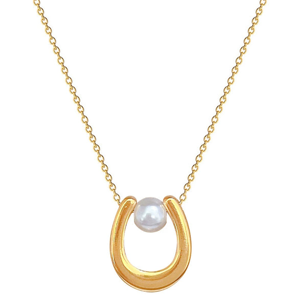 Titanium Steel Ushaped Pearl Necklace With Geometric Pattern Electroplating For Unisex Cartoon And Plant Flowers Style