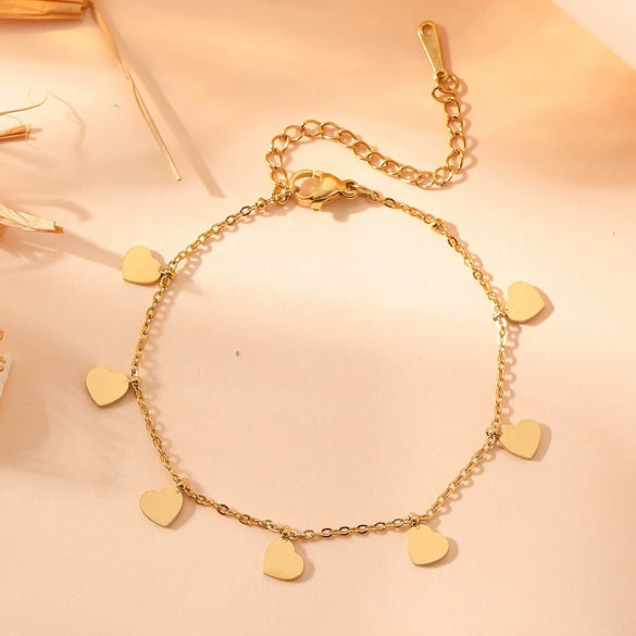 Titanium Steel Water Drop Bear Clip Heart Diamond Women's Light Luxury Stainless Steel Electroplated Pendant Bracelet
