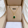 Titanium Steel Water Drop Green Zircon Microinlay Geometric Electroplated Women's Necklace Earrings Set