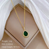 Titanium Steel Water Drop Green Zircon Microinlay Geometric Electroplated Women's Necklace Earrings Set