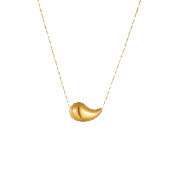 Titanium Steel Water Drop Hollow Goldplated Pendant Necklace With Electroplating Design For Women
