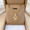 Titanium Steel Water Drop Mermaid Style Microinlaid Real Gold Necklace With Geometric Pattern For Women